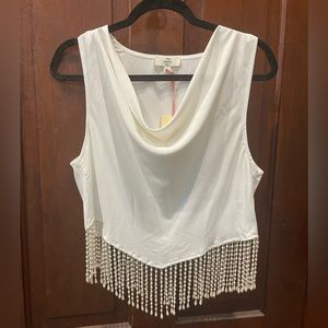 PERFECT Bachelorette Top! Size Large, Pearl detail tank top.